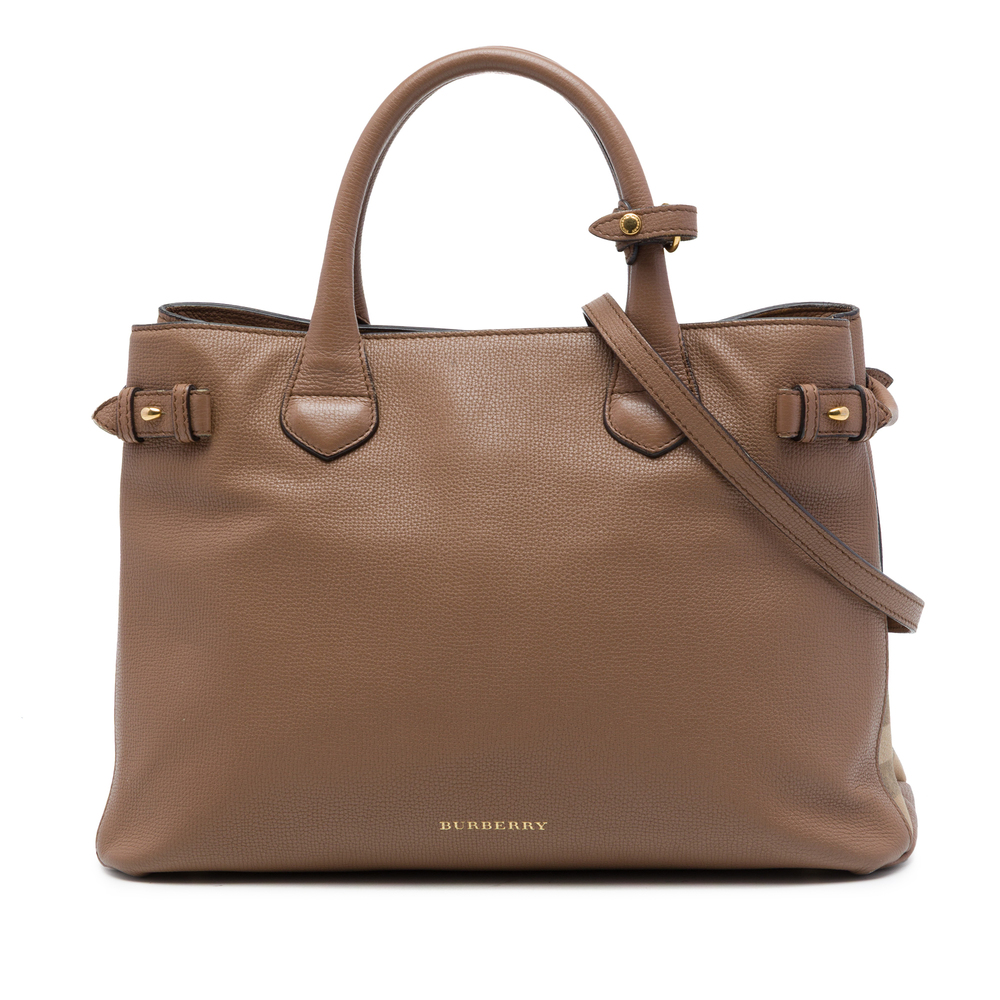 Pre-Loved Burberry Medium Calfskin and House Check Banner Satchel